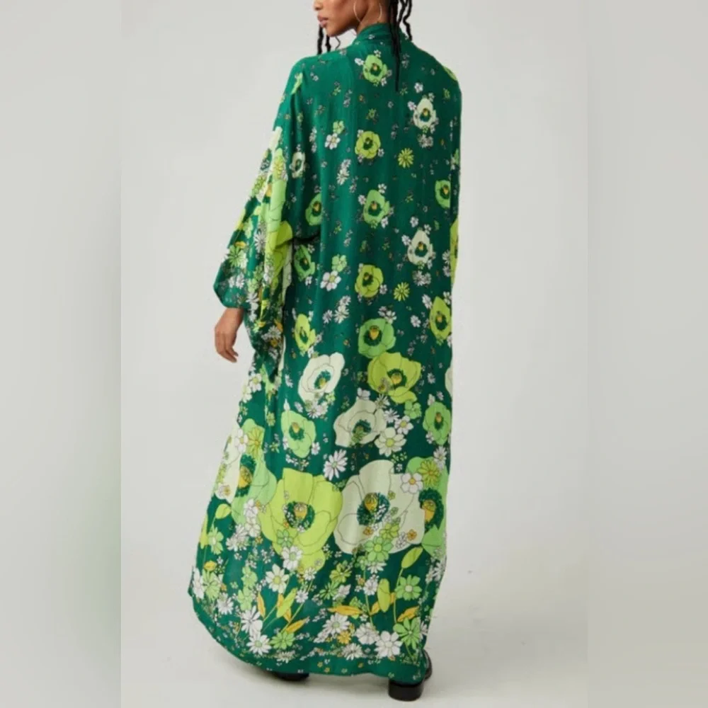 Free People Hidden Hills Floral Boho  Maxi Kimono Duster - Picture 9 of 15